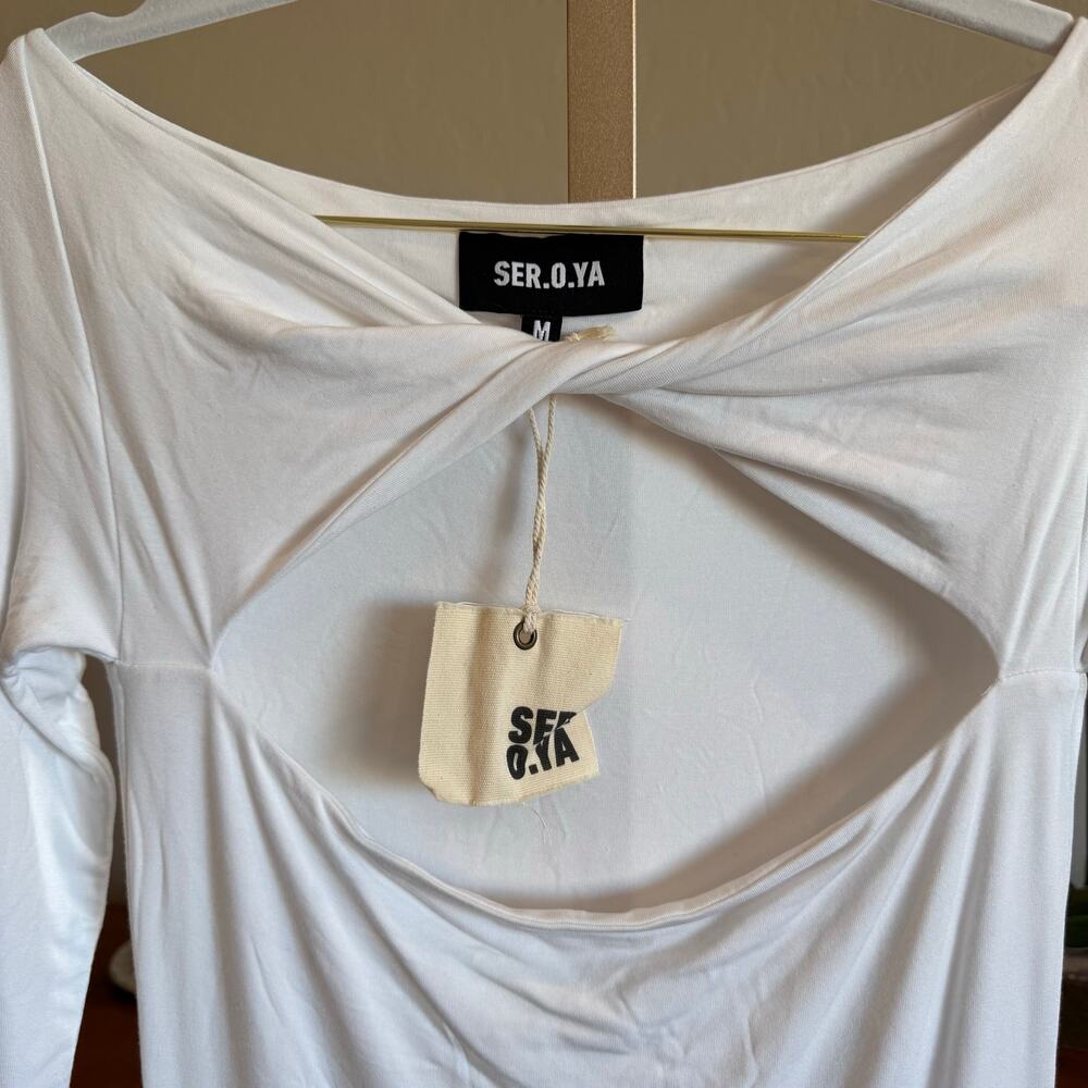 Ser.o.ya Irene Bodycon Midi Dress White NWT Medium $230 - Picture 4 of 6
